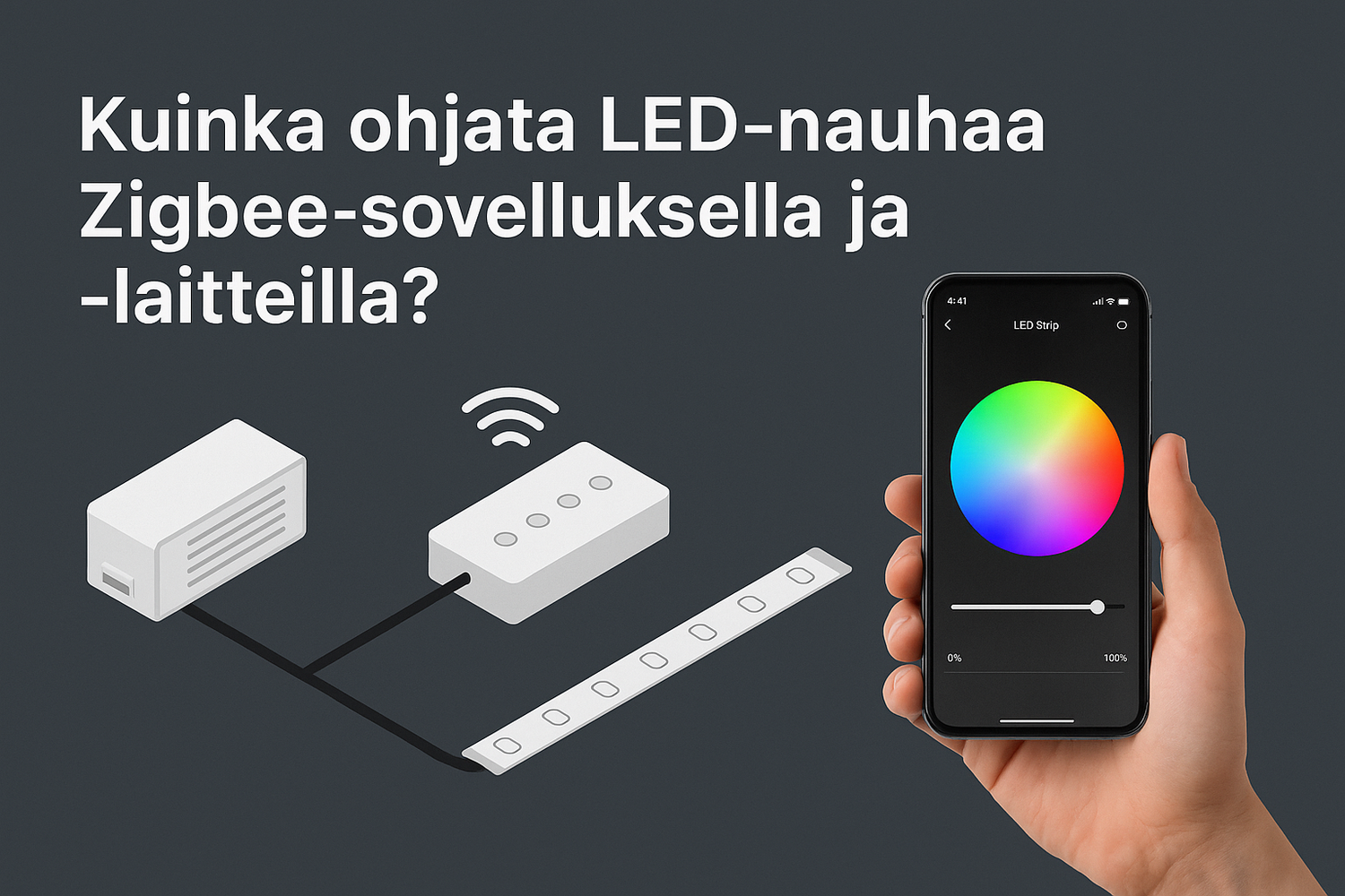 Kaavio LED-nauhan Zigbee-ohjauksesta