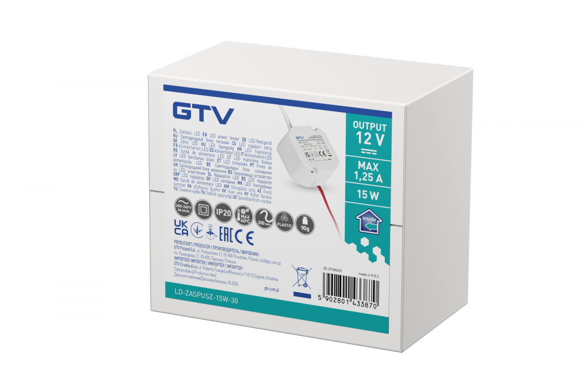 15W 12V LED-muuntaja kattokuppiin/rasiaan