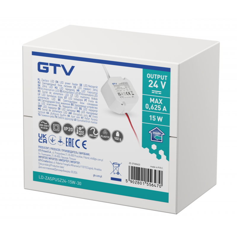 15W 24V LED-muuntaja kattokuppiin/rasiaan