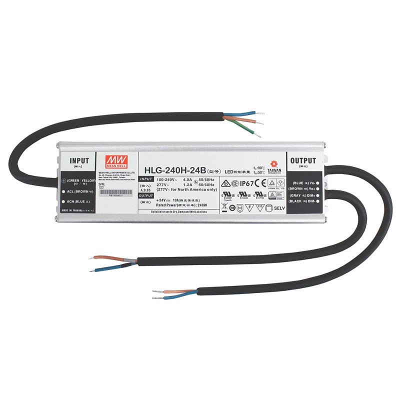 240W 24V, 1-10V himmennettävä, HLG-240H-24B LED-muuntaja, Mean Well
