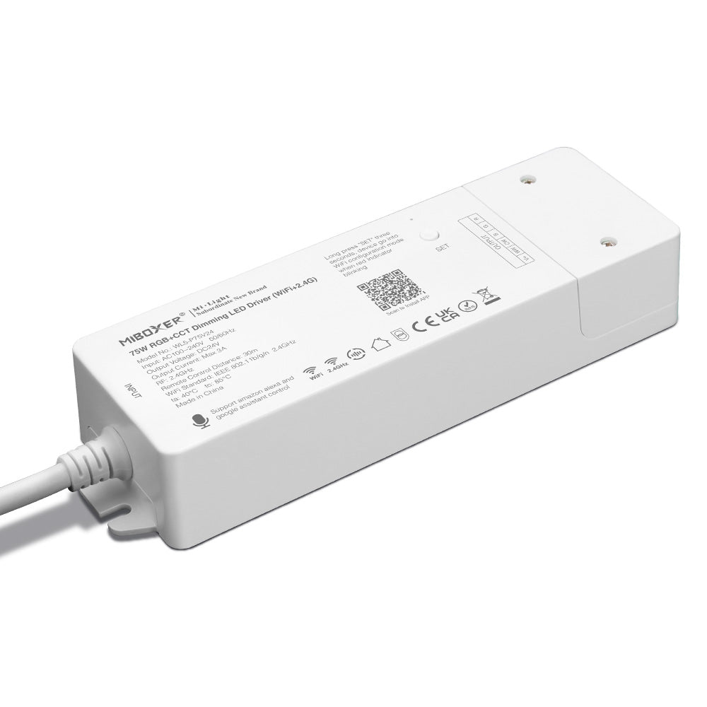 75W 24V muuntaja + 5in1 -vastaanotin kaikille 24V LED-nauhoille RGB+CCT WL5-P75V24 - Smart LED 2.4G WIFI (Alexa/Google Assistant)