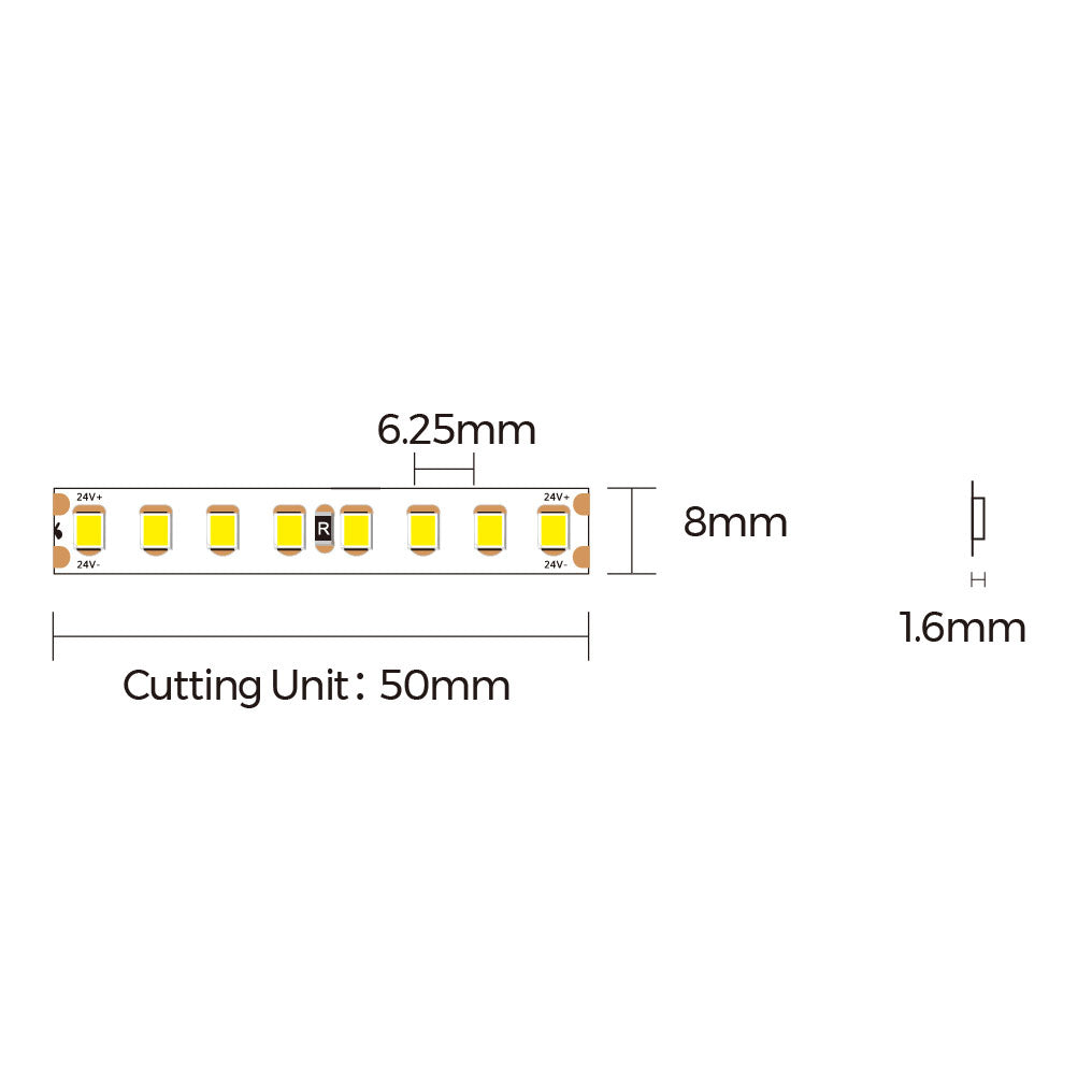 14,4W/m 24V LED-valonauha 5m, 1550lm/m CRI>95 160led/m IP20