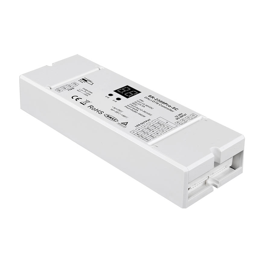 DALI DT8 PRO in LED-controller 12-36V 5x5A (single color, CCT, RGBW and  RGB+CCT) Push DIM