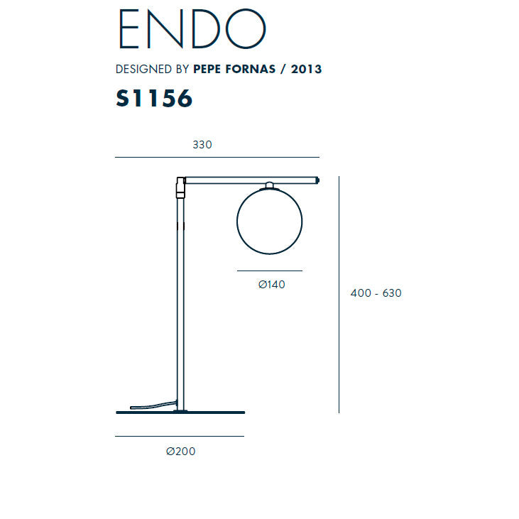 Endo-pöytävalaisin-s1156-mitat