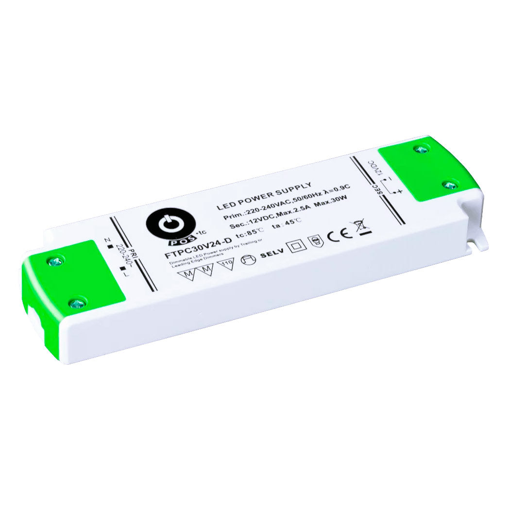 30W 24V LED-muuntaja, TRIAC ja transistorihimmennettävä
