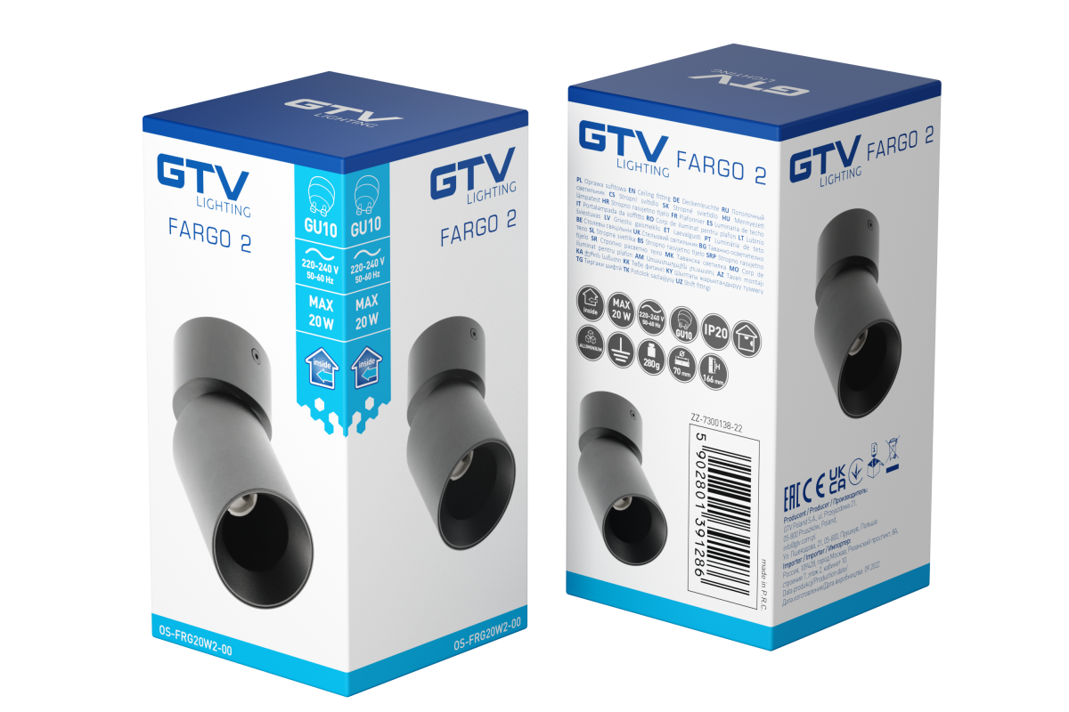 FARGO II LED-spottivalaisin pinta, musta