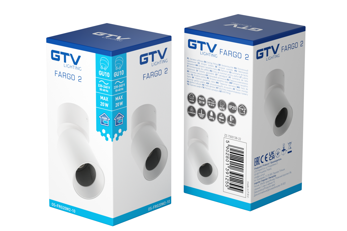 FARGO 2 LED-spottivalaisin pinta, valkoinen