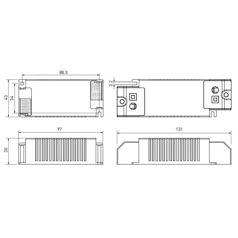 43W 150-1050mA 2.5-52V DALI-2 vakiovirtateholähde, HELVAR LC43MINI-DA-150-1050