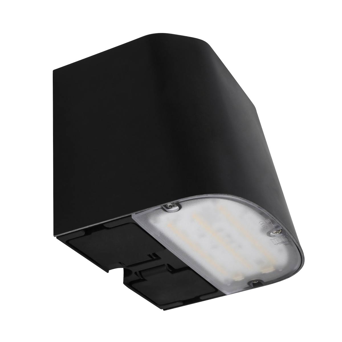 LUMO 8W MUSTA LED-Seinävalaisin alas 3000K/4000K pistorasioilla, 800lm IP44