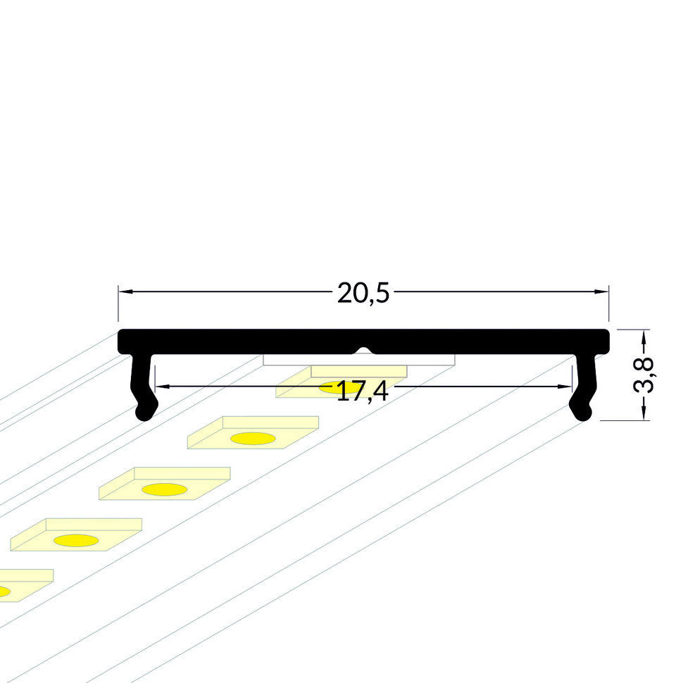 PERUS16 alumiinilistan mitat