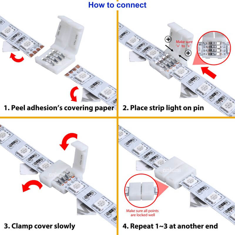 RGB-SNAP-liitin-nauha-nauha-10mm-asennus