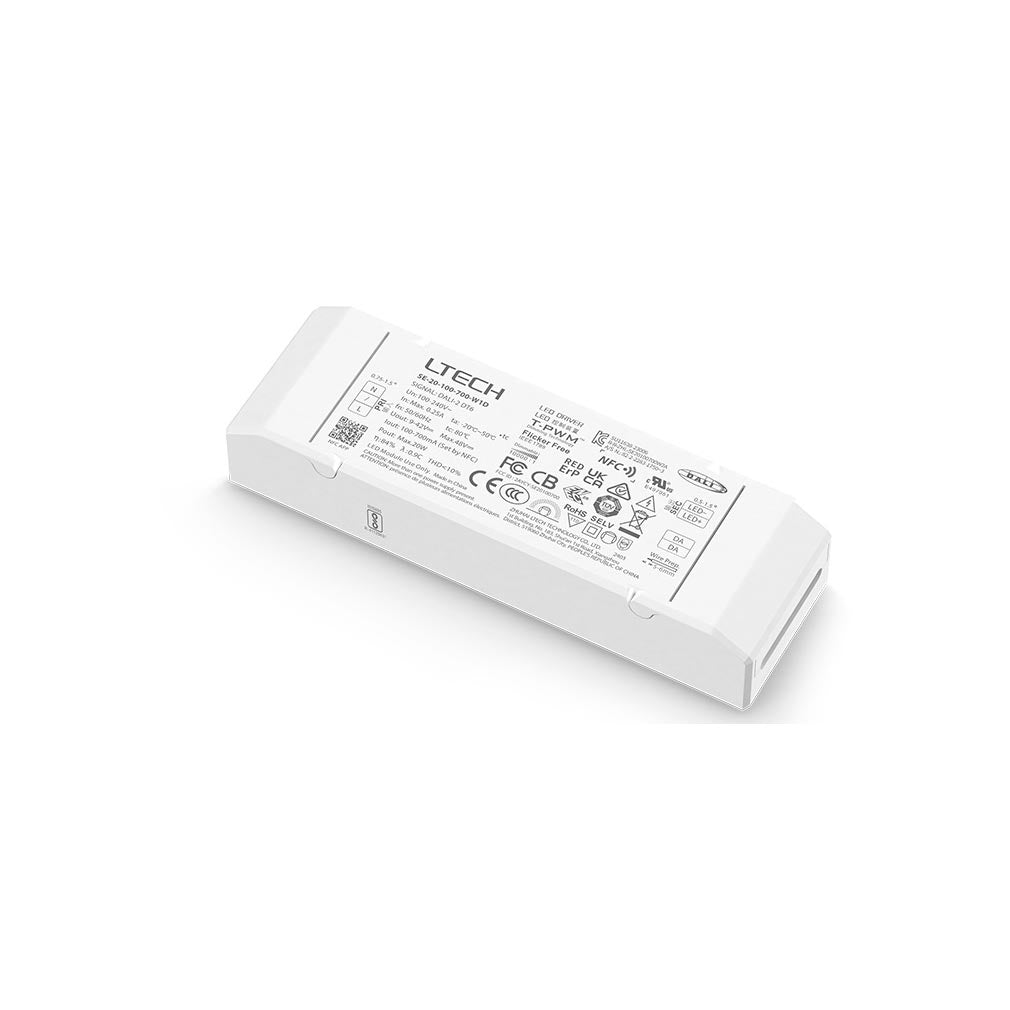 20W Dali-himmennettävä vakiovirtateholähde 100mA-700mA 9-42V (+PUSH DIM)