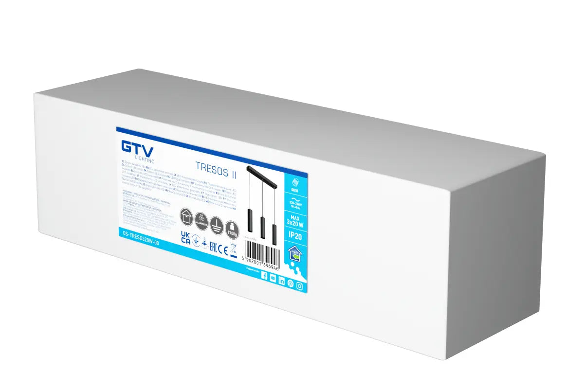 TRESOS 2 LED-riippuvalaisin musta 3 x GU10