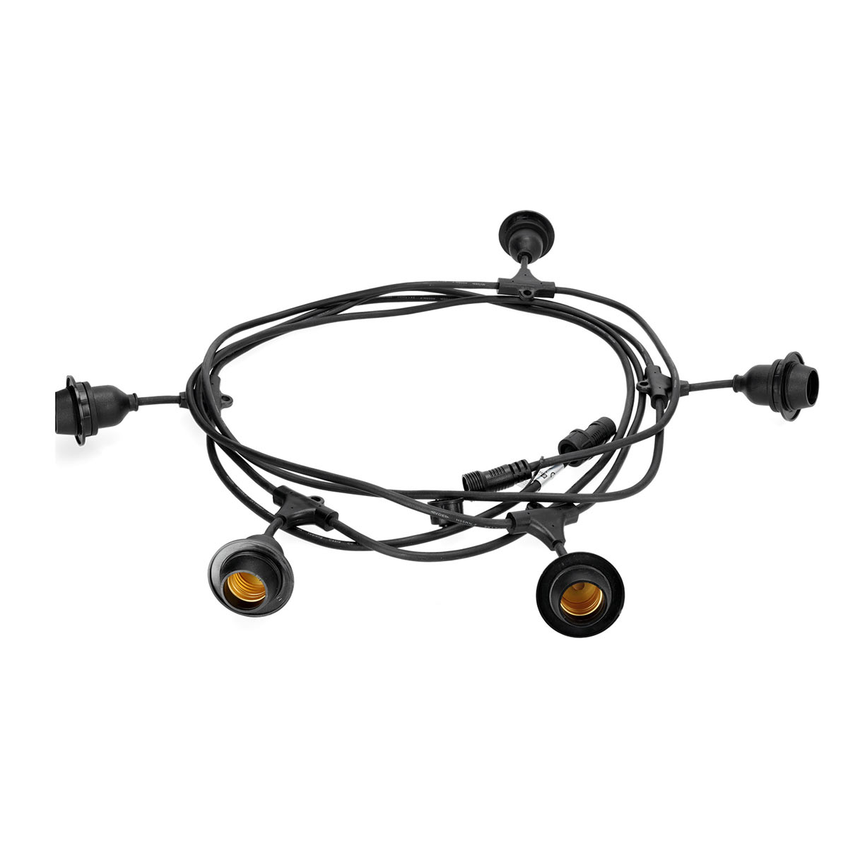 CRETE LED-valoketjusarjan 5m valoketju sis. 5kpl E27 lampunkantoja, IP44 (pelkkä 5m ketju)