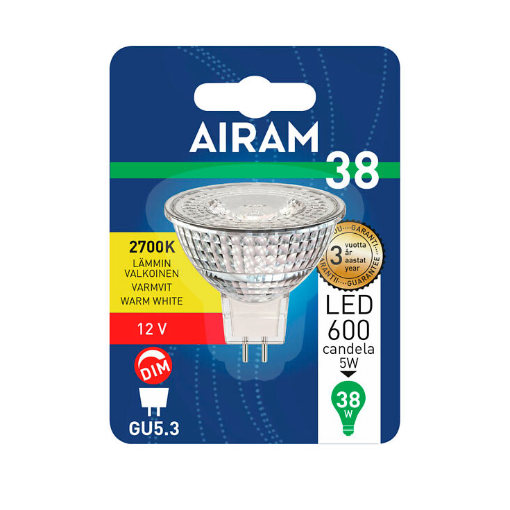 gu5,3-2700K-himmennettävä-LED-polttimo-pakkaus