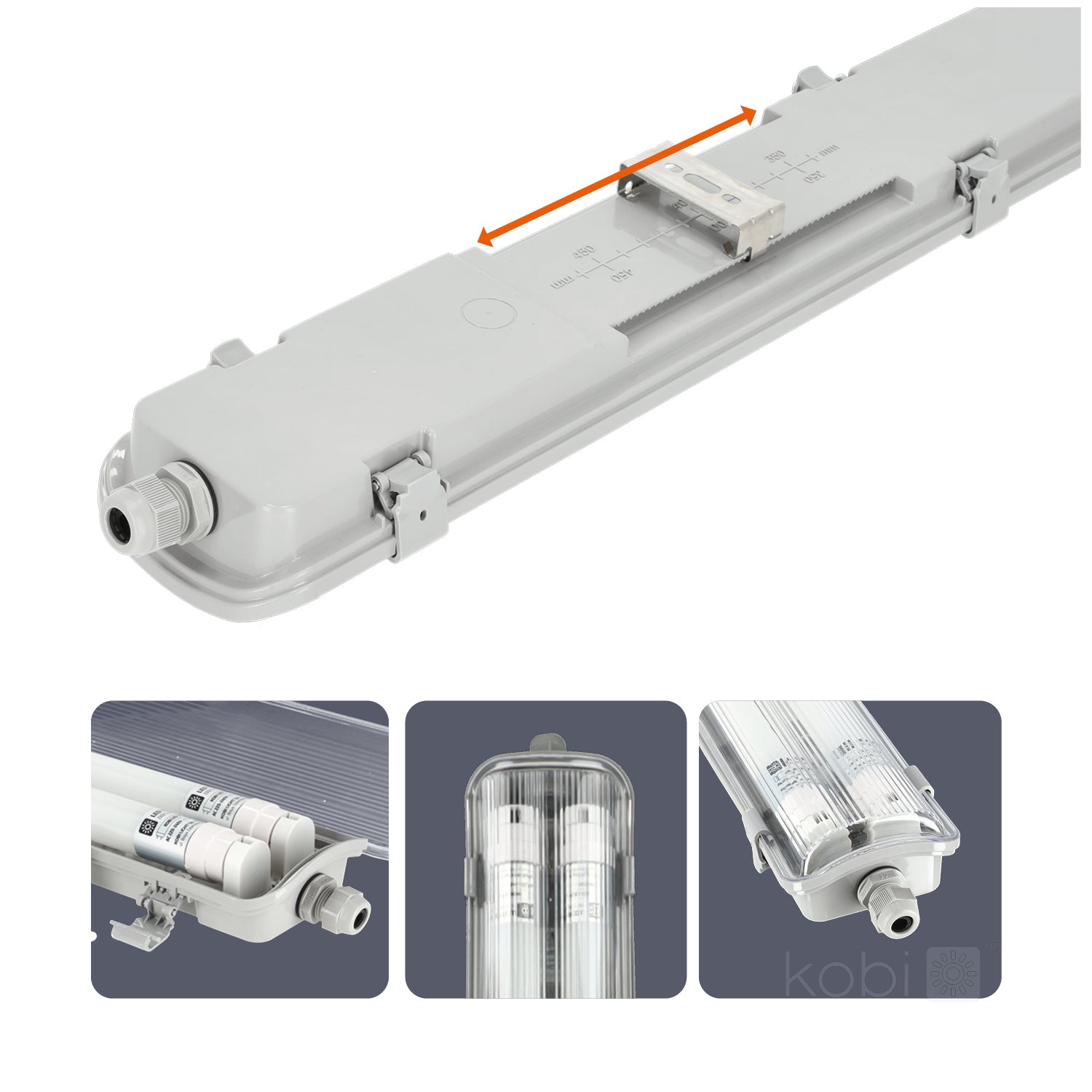 32W 4000K LED-120cm fluorescent tube luminaire LED-with 3200lm tubes - HERMETIC IP65