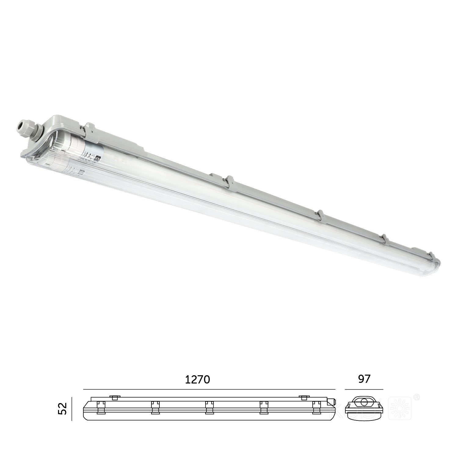32W 4000K LED-120cm fluorescent tube luminaire LED-with 3200lm tubes - HERMETIC IP65