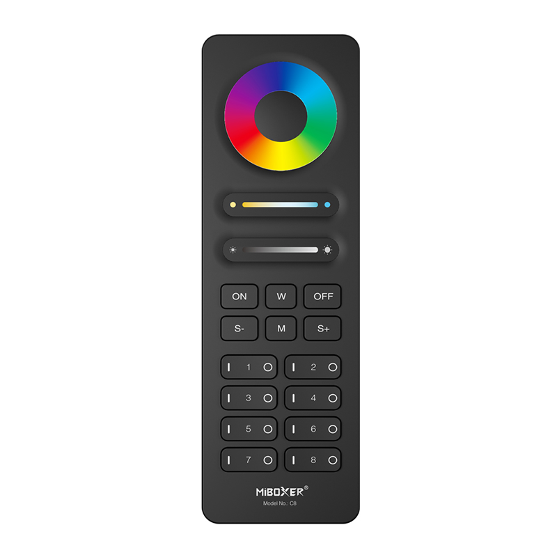 Kaukosäädin 8-kanav. RGB+CCT musta C8 - Smart LED 2.4G