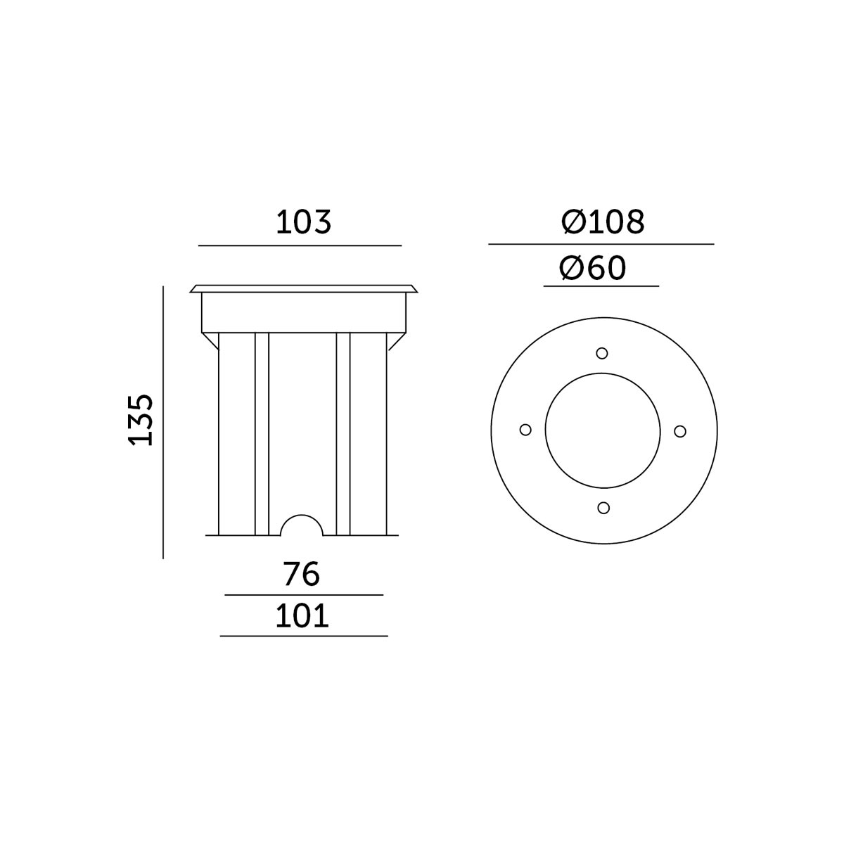 Ground and patio luminaire INGRESS round IP67