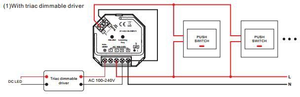 led-push-dim-triac-asennus