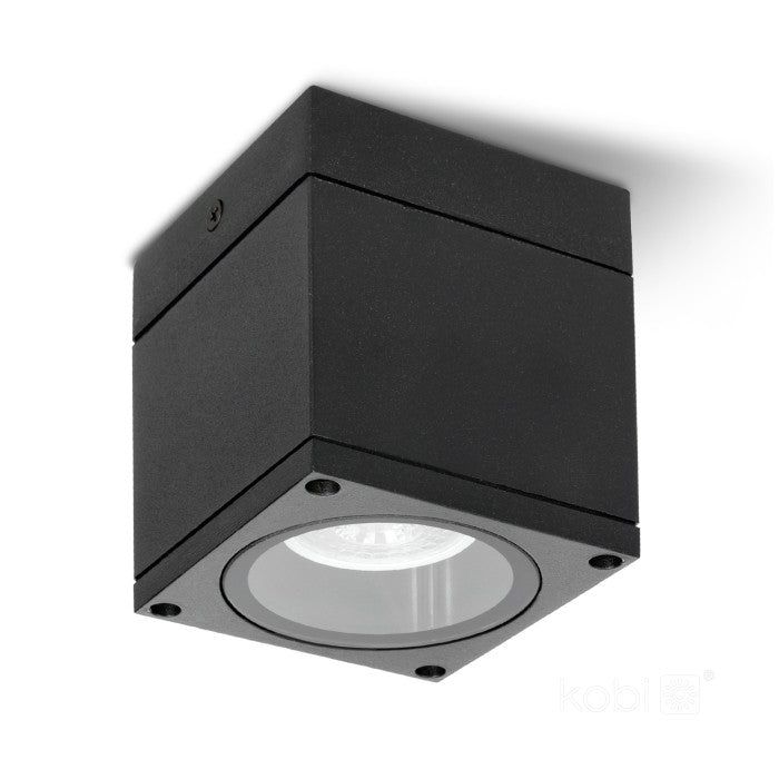 LED-QUERK 1 surface-mounted square ceiling light, black IP54