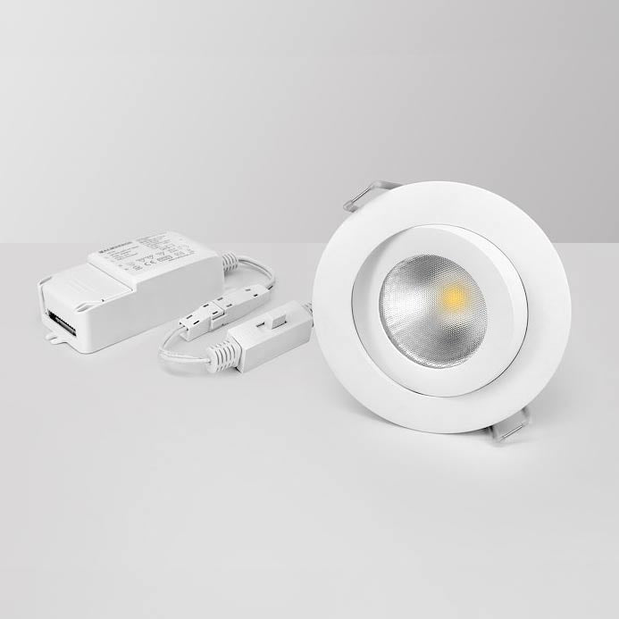 7W LED-alasvalo MD-360 NXT valkoinen, ~610lm, 30°, 3-CCT 2700-3000-4000K, CRI>95, IP44, himmennettävä
