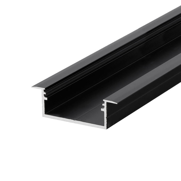 MONI30-06 suurikokoinen, matala uppoasennettava LED-profiili - musta