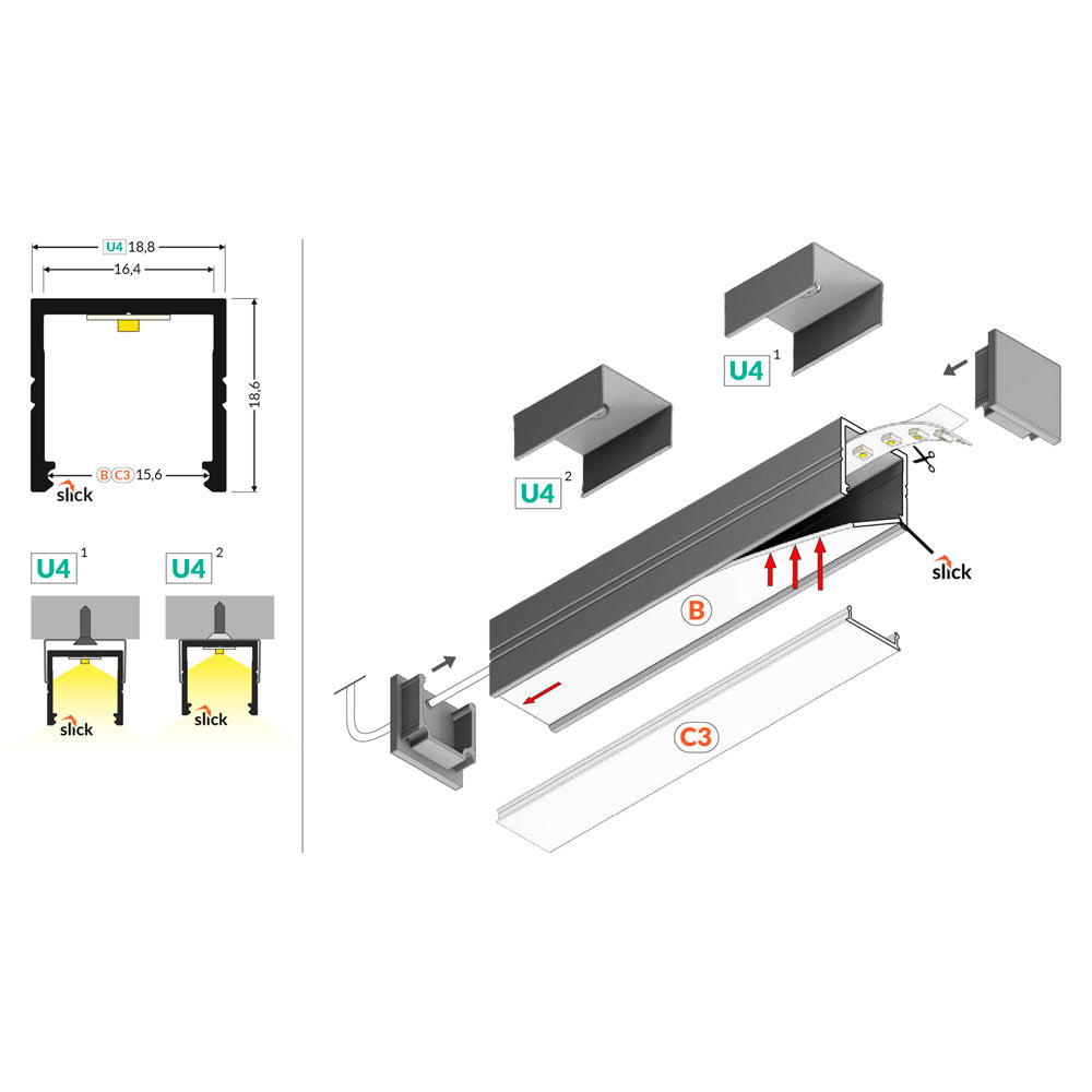 neliö16-led-profiilit-mitat-ja-lisätarvikkeet