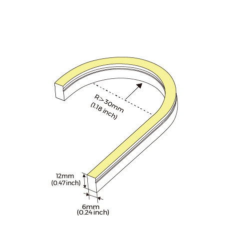 NEON STRIP 0612 - 9,6W/m 24V LED-valonauha SIDE BEND 5m - 233lm/m, kosteussuojattu IP65