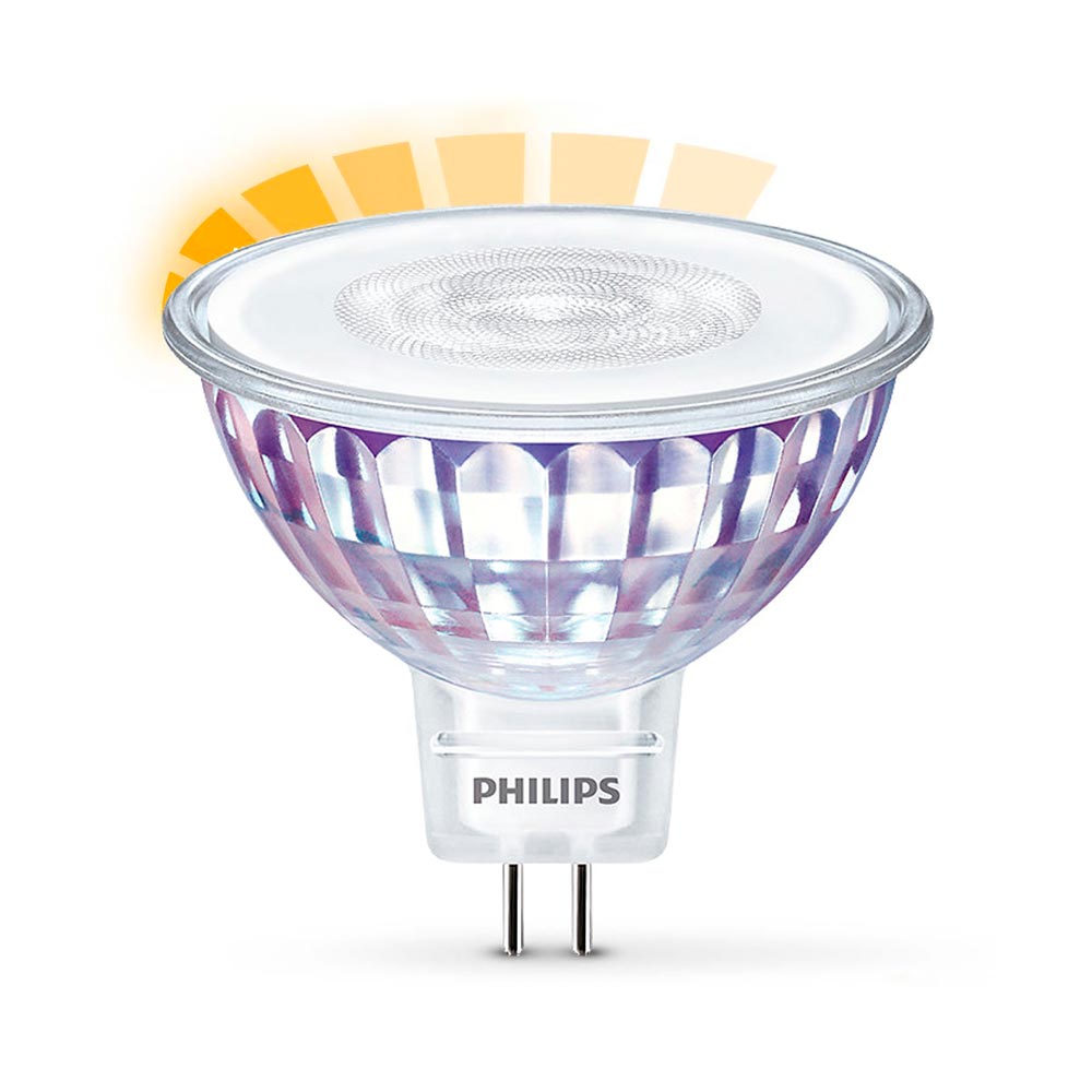 5W 2700-2200K GU5.3 LED-DIM TO WARM lamp Philips LED Warm Glow MR16 35 36° CRI80 345lm, dimmable