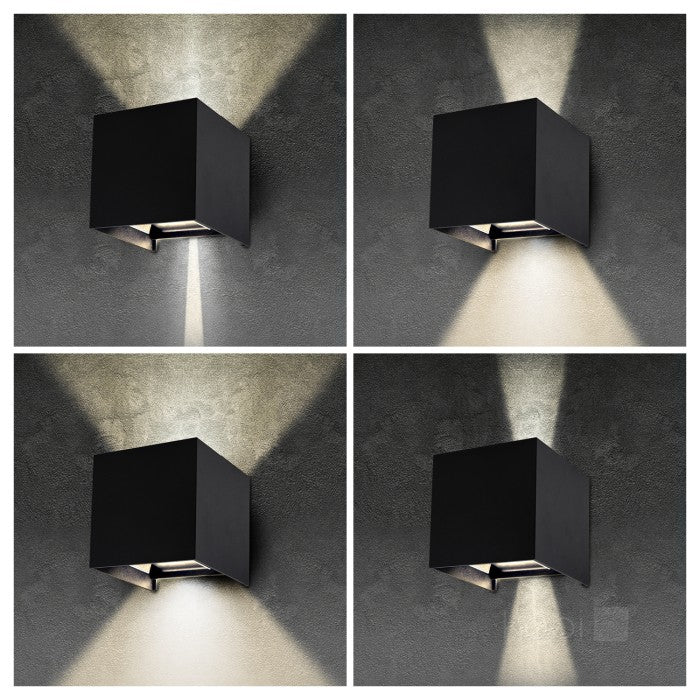 QUERK 2x3W LED-Seinävalaisin ylös/alas 3000K, säädettävä valokeila, IP54