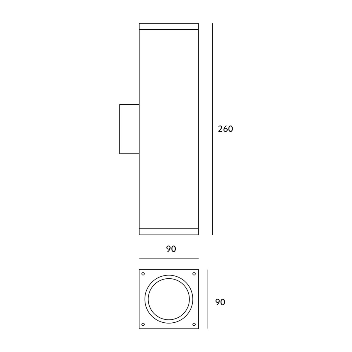 LED-Wall luminaire QUERK 4 up/down, black IP54