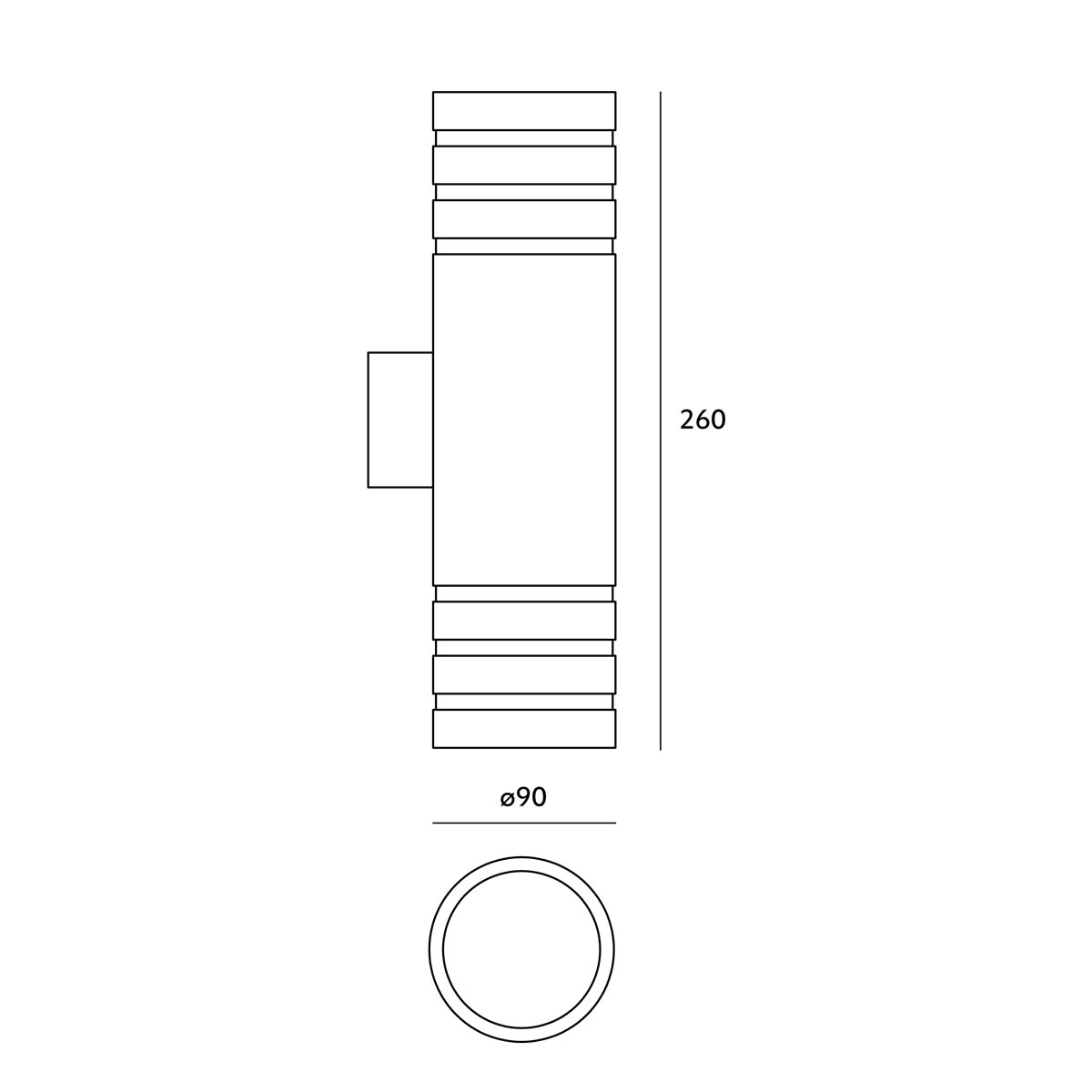 LED-vägglampa QUERK 5 upp/ner, svart IP54