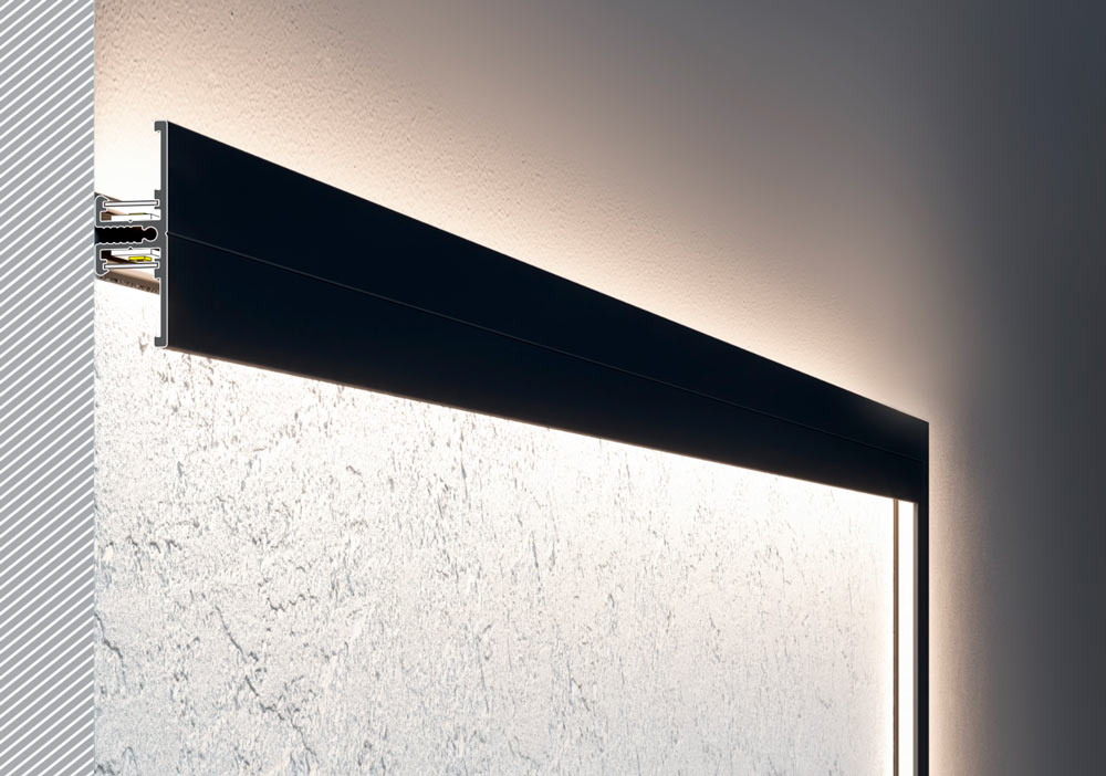 TAUSTA10 LED-profiili kahteen suuntaan valaiseva T-muotoinen