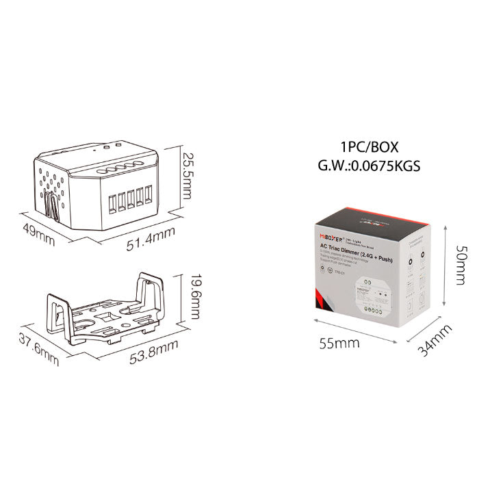 230V TRIAC LED-TRI-C1 dimmer/receiver - Easy RF 2.4G