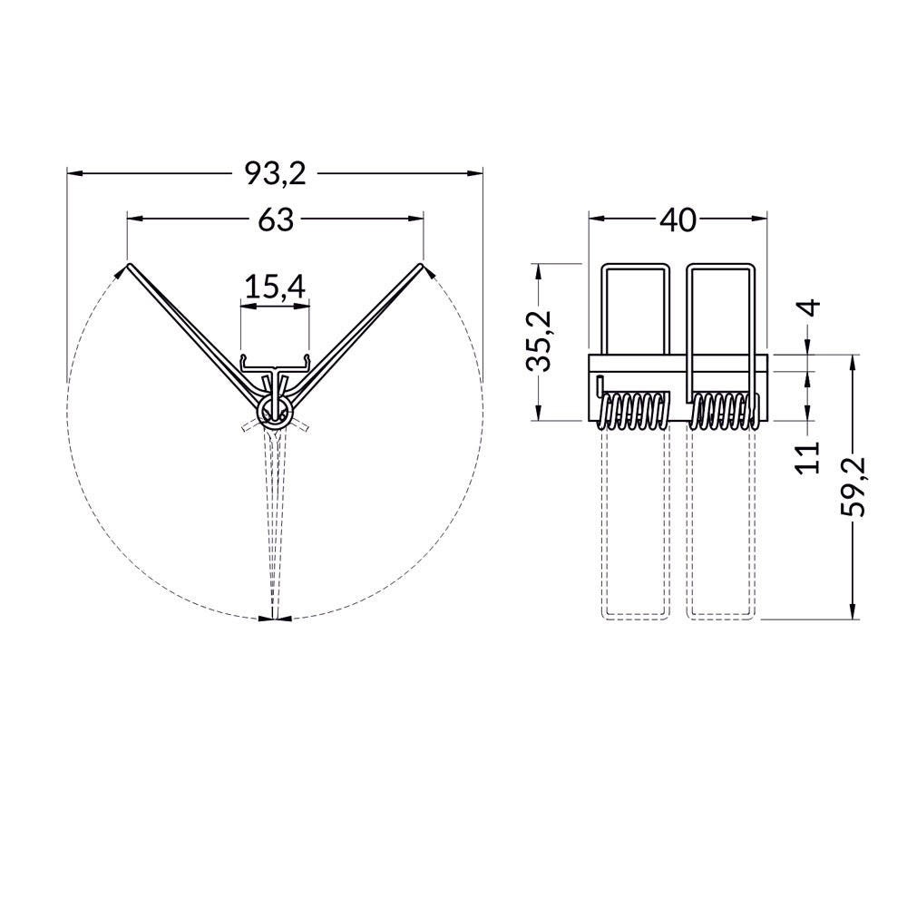 x-kiinnitysjousi-mitat