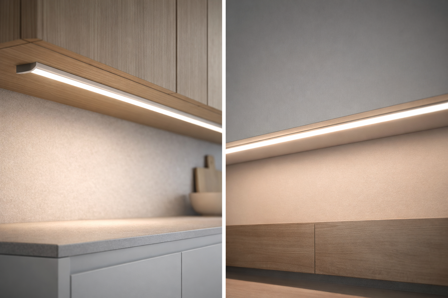 LED-profiili LED-nauhalle modernissa sisustuksessa