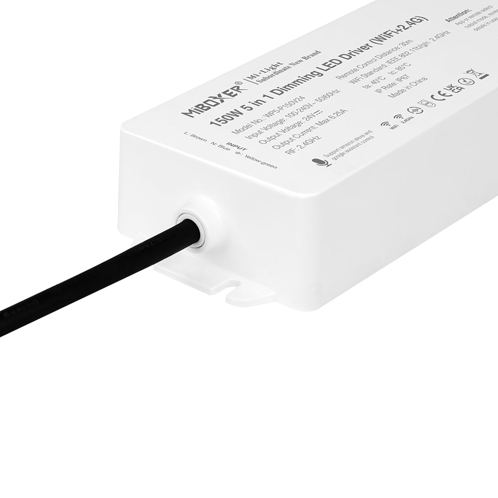 150W 24V muuntaja IP67 + 5in1 -vastaanotin kaikille 24V LED-nauhoille RGB+CCT WL5-P150V24 - Smart LED 2.4G WIFI (Alexa/Google Assistant)