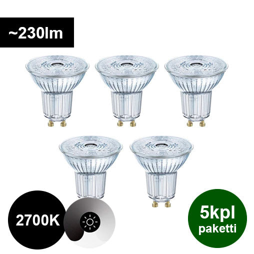 5kpl-gu10-polttimoita-230lm-osram