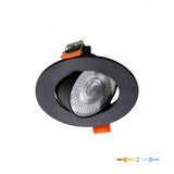 LED downlight BRINO pyöreä suunnattava alasvalo, musta kehys, värilämpötila valittavissa 3000K, 4000K tai 6500K.