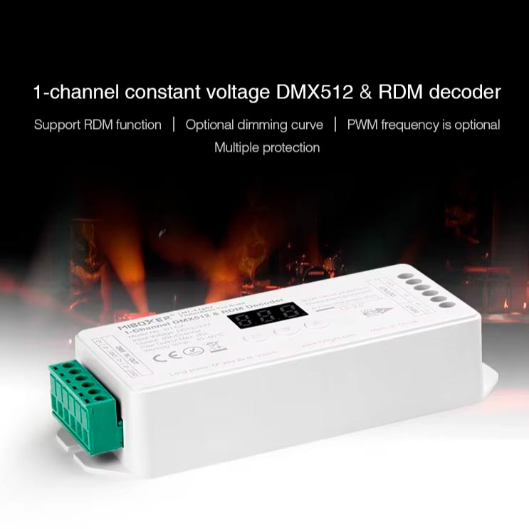 DIM DMX-dekooderi 12-24VDC 1 kanava, max. 20A DMX512 & RDM - D1-CX