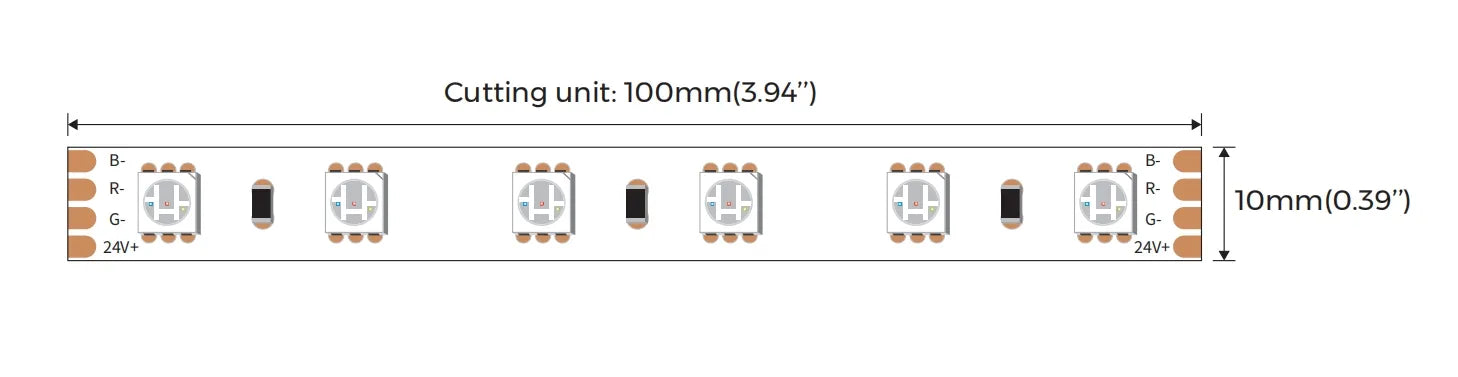 RGB LED-nauha 14,4W/m 24V - 60led/m 5m