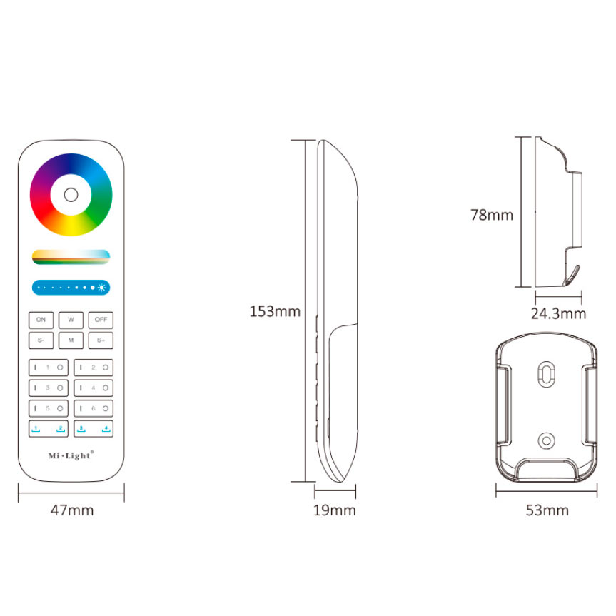 Kaukosäädin 6-kanav. RGB+CCT valkoinen + tallennettavaa 4 sceneä FUT089S - Smart LED 2.4G