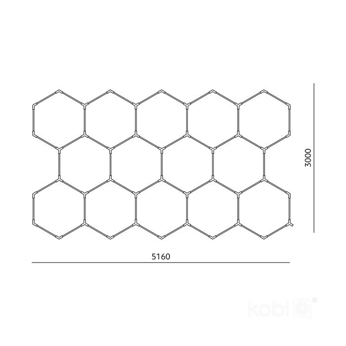 LED HEXLINE 300x516cm hexagon-kattovalaisin