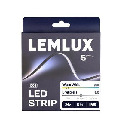 COB LED-valonauha 2700K 9w/m 24V pisteetön IP65 900lm CRI>90 – 5m
