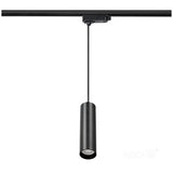 Riippuva S-LINE LED-kiskovalaisin 3-vaihekiskoon, musta (GU10 polttimolle) mustalla johdolla ja modernilla muotoilulla.