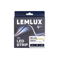 LEMLUX COB RGBW LED-nauha 19W/m 5m pakkaus 24V IP20, RGB + WW, kirkkaus 1/10