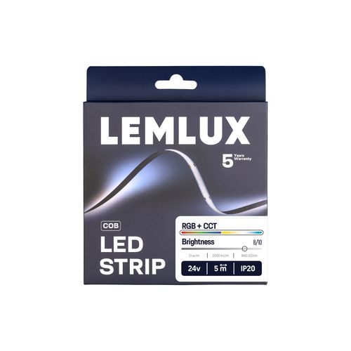 LEMLUX COB RGBCCT LED-nauha 21W/m 24V IP20 – 5 m, RGB säädettävä LED-nauha 24V, pakkauskuva