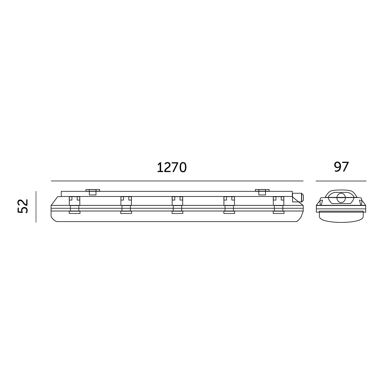 32W 4000K LED-120cm fluorescent tube luminaire LED-with 3200lm tubes - HERMETIC IP65