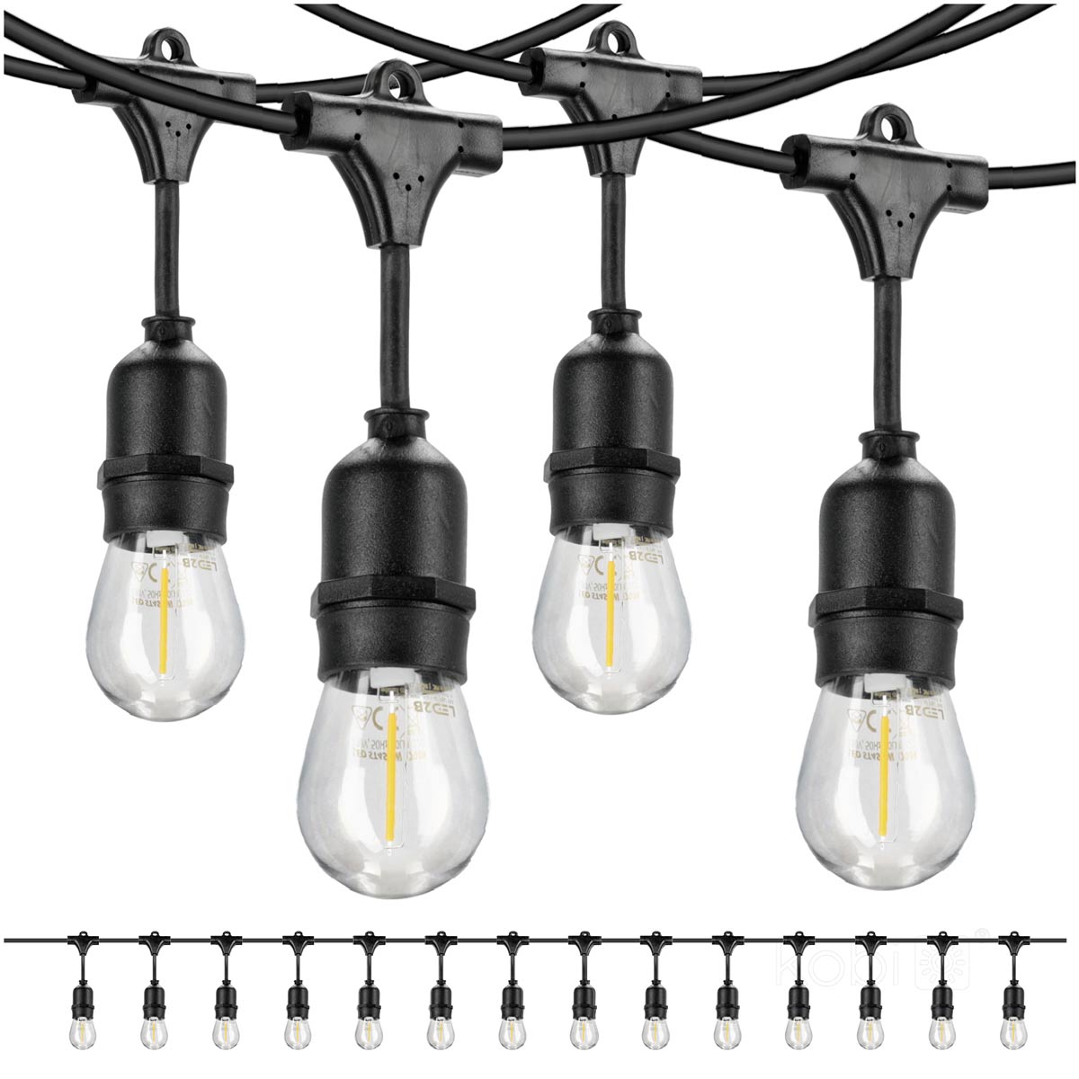 Light chain set MIMOSA2 20m & 20pcs 1W 2700K E27 LED-bulb, IP44 suitable for outdoor use